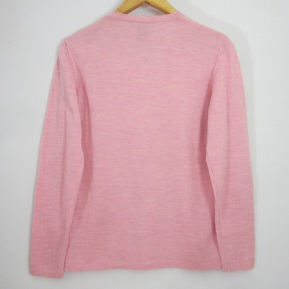 Kirkland Signature Womens L Heather Pink 100% Merino Wool V Neck Sweater Italy - Picture 2 of 11